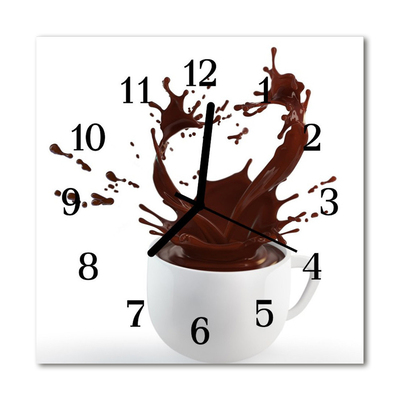 Glass Wall Clock Coffee food and drinks white