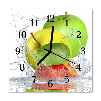 Glass Wall Clock Apple fruit yellow