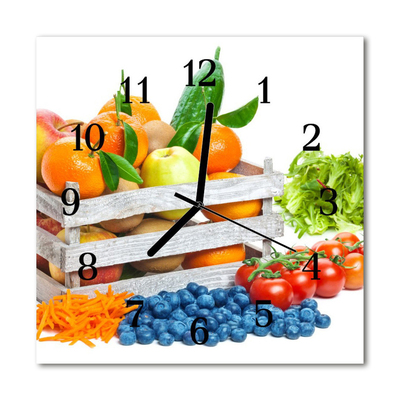 Glass Wall Clock Vegetables food and drinks multi-coloured