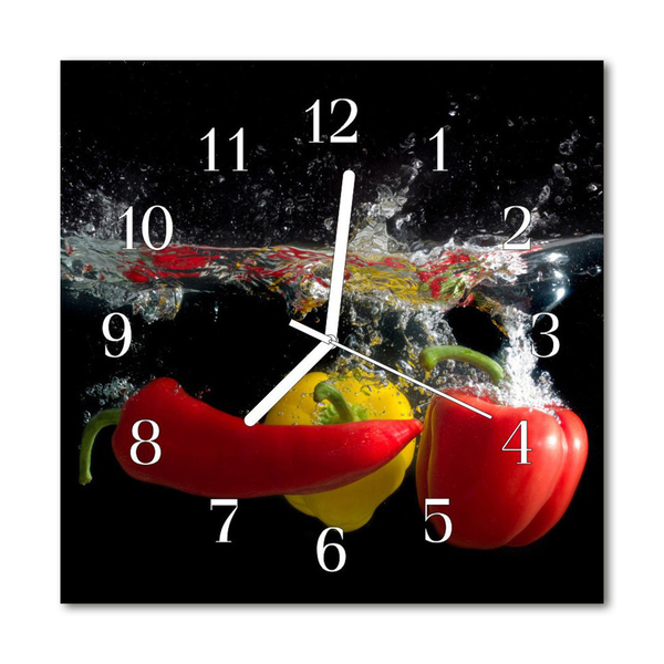 Glass Wall Clock Paprika food and drinks black