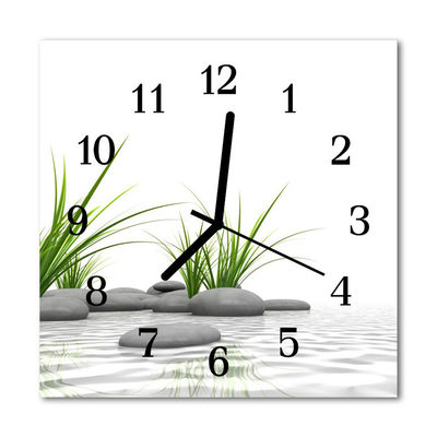 Glass Wall Clock Stones nature white