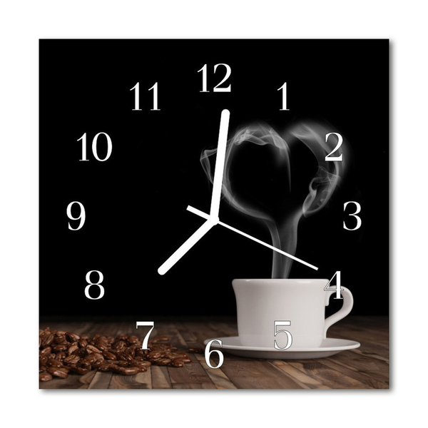 Glass Wall Clock Coffee food and drinks brown