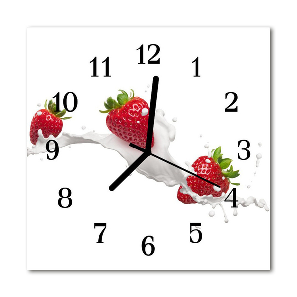 Glass Wall Clock Strawberry fruit white