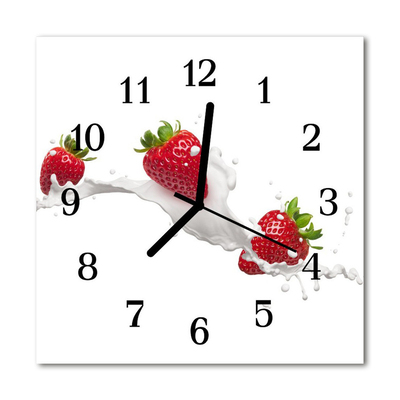 Glass Wall Clock Strawberry fruit white