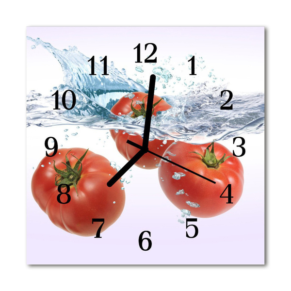 Glass Wall Clock Tomatoes food and drinks white