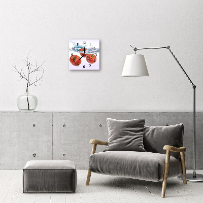 Glass Wall Clock Tomatoes food and drinks white