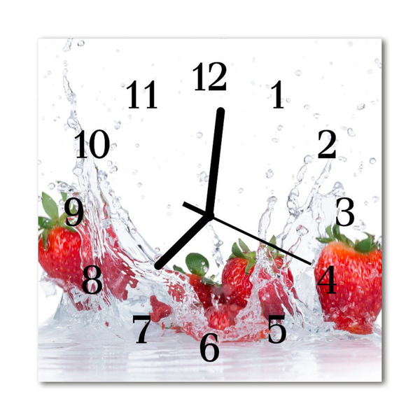 Glass Wall Clock Strawberry fruit red