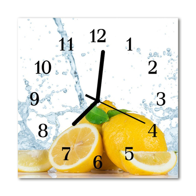 Glass Wall Clock Lemon fruit yellow