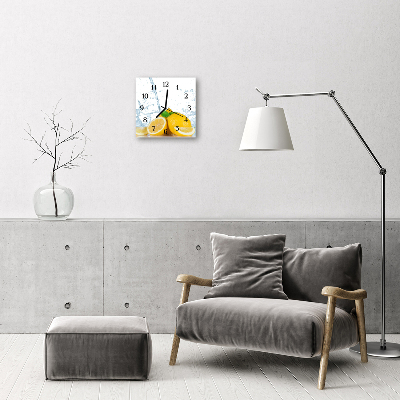 Glass Wall Clock Lemon fruit yellow