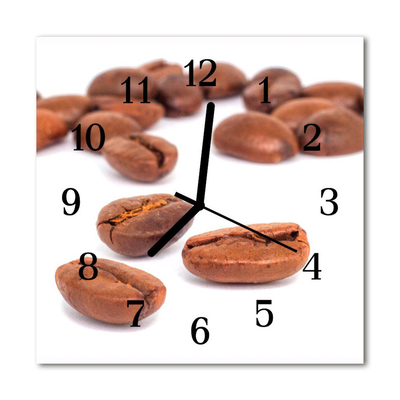 Glass Wall Clock Coffee beans food and drinks brown