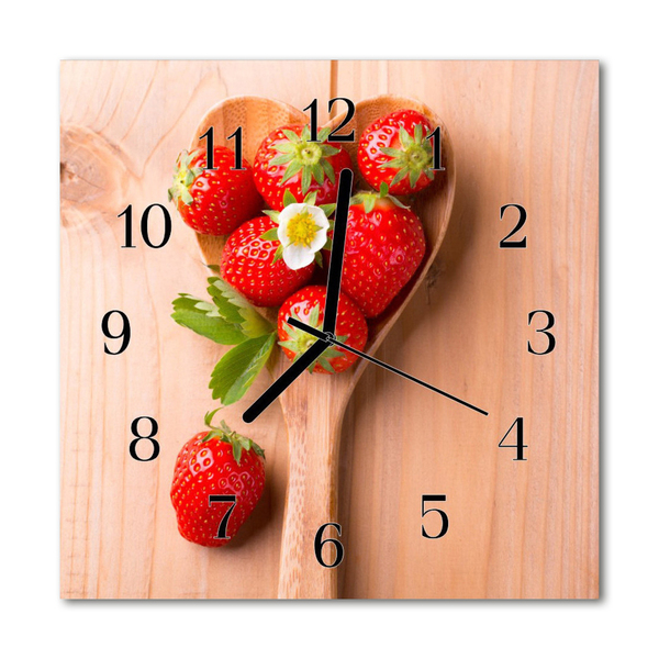 Glass Wall Clock Strawberry fruit red