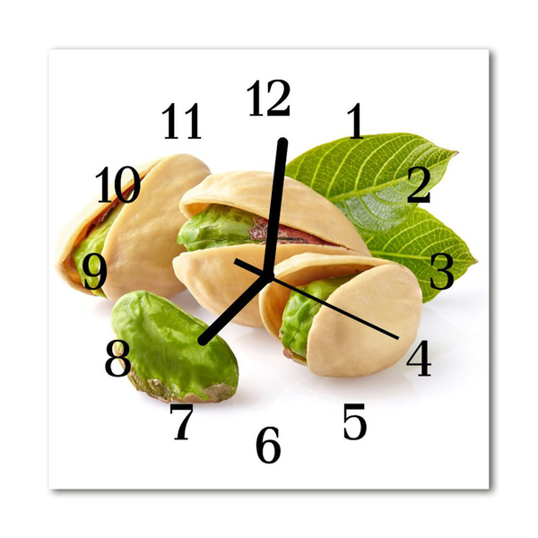 Glass Wall Clock Nuts food and drinks green