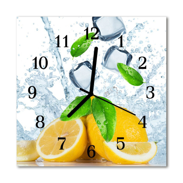 Glass Wall Clock Lemon fruit yellow