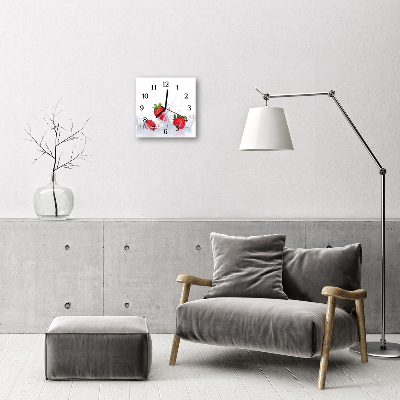 Glass Wall Clock Strawberry fruit white