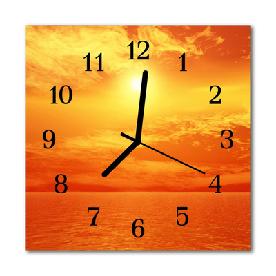 Glass Wall Clock Sun nature orange