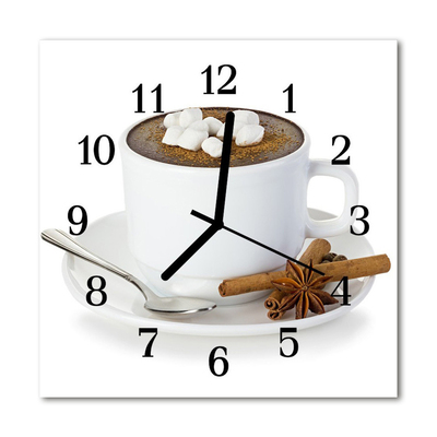 Glass Wall Clock Chocolate food and drinks white