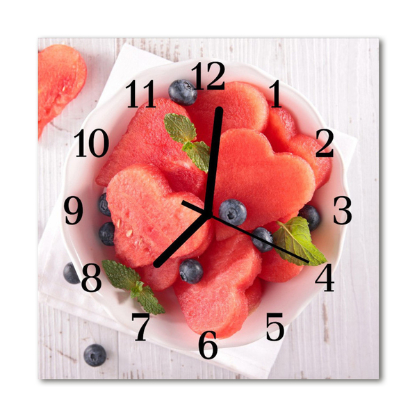 Glass Wall Clock Watermelon heart fruit red