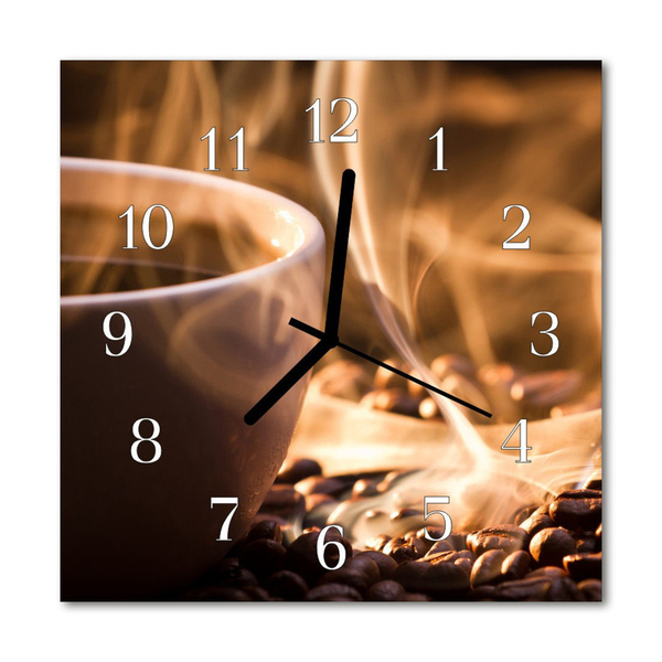 Glass Wall Clock Coffee food and drinks brown