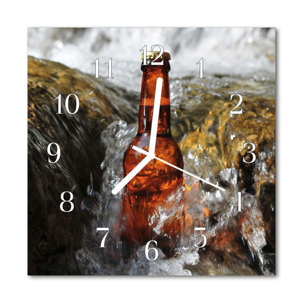 Glass Wall Clock Beer food and drinks brown
