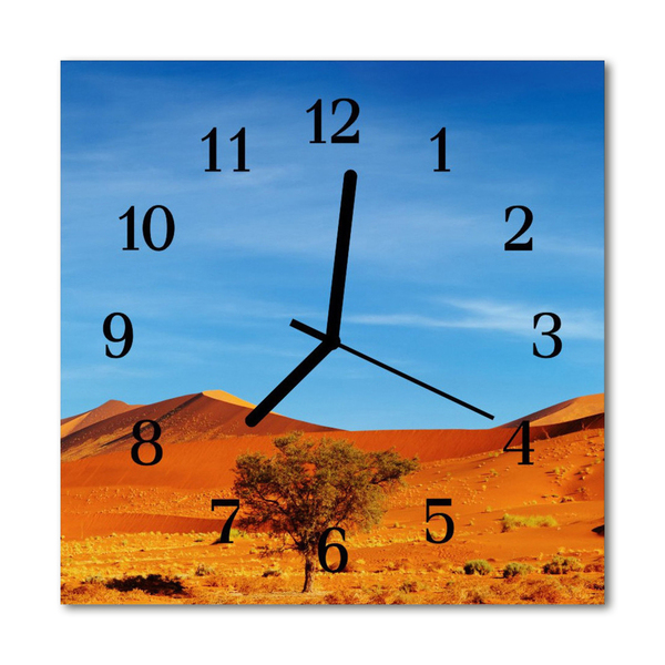 Glass Wall Clock Desert nature blue