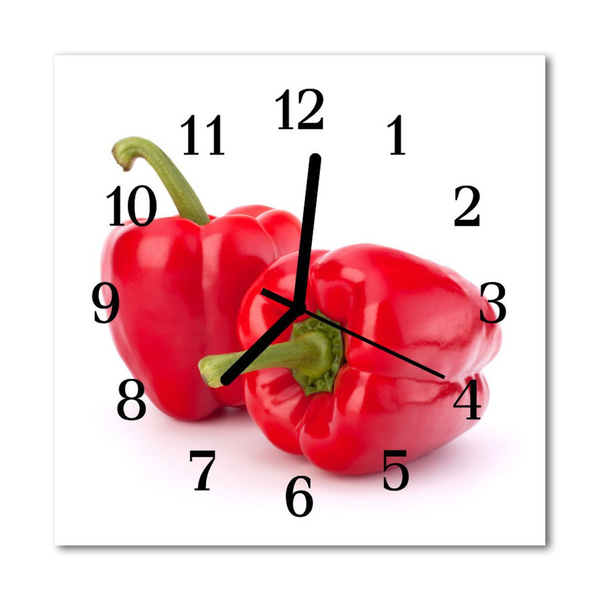 Glass Wall Clock Paprika food and drinks red