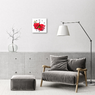 Glass Wall Clock Paprika food and drinks red