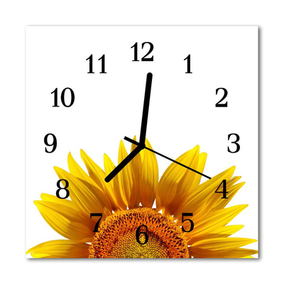 Glass Wall Clock Flower nature yellow