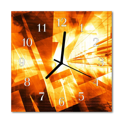Glass Wall Clock Abstract art orange