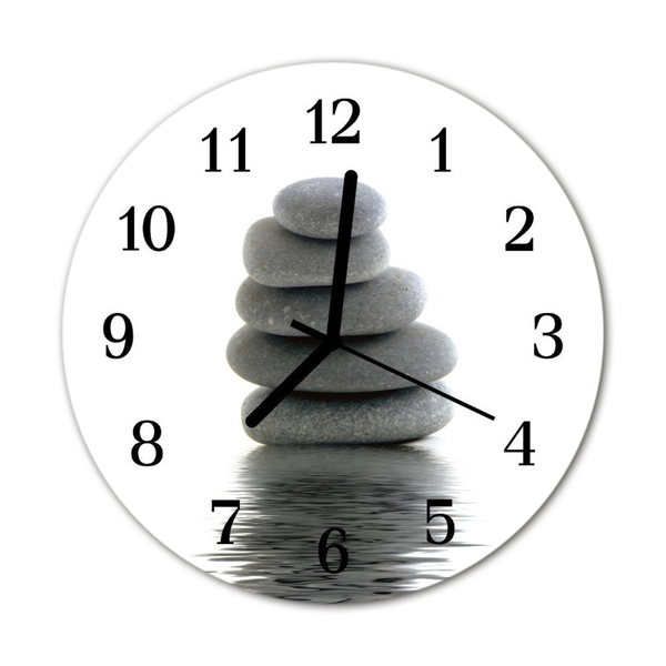 Glass Kitchen Clock Stones health grey