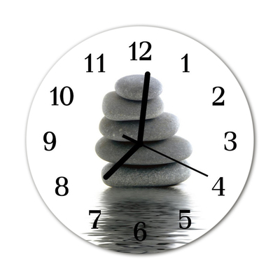 Glass Kitchen Clock Stones health grey