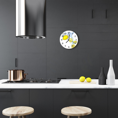 Glass Kitchen Clock Lemons kitchen yellow