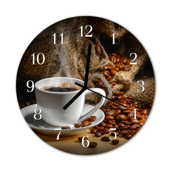 Glass Kitchen Clock Coffee kitchen brown