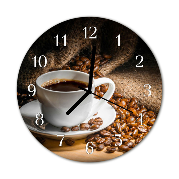 Glass Kitchen Clock Coffee kitchen brown