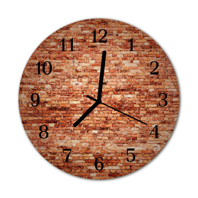 Glass Kitchen Clock Brick wall architecture red