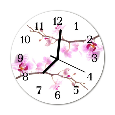 Glass Kitchen Clock Orchid flowers & plants pink