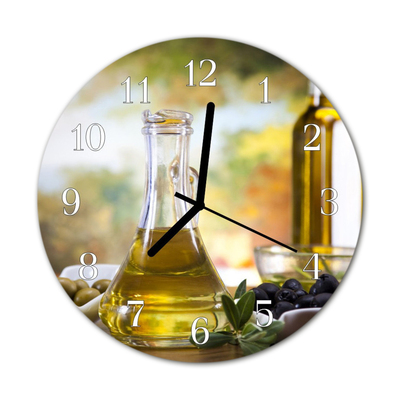 Glass Kitchen Clock Olive oil kitchen green