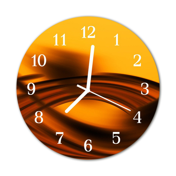 Glass Kitchen Clock Abstract art orange