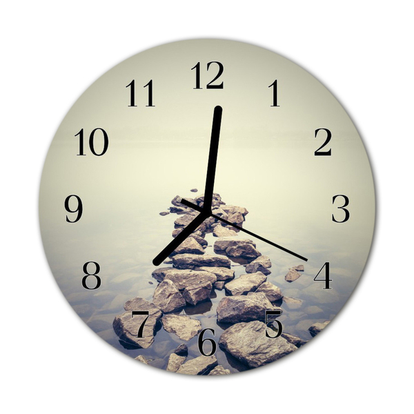 Glass Kitchen Clock Shore landscape grey