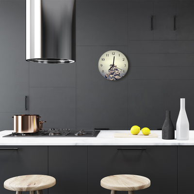 Glass Kitchen Clock Shore landscape grey