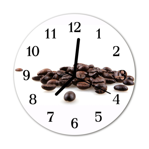 Glass Kitchen Clock Coffee beans food and drinks brown