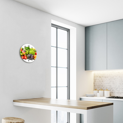 Glass Kitchen Clock Vegetables kitchen multi-coloured