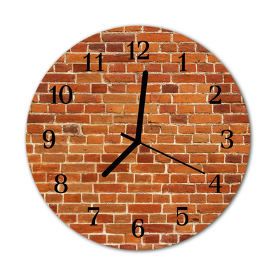 Glass Kitchen Clock Brick wall architecture red