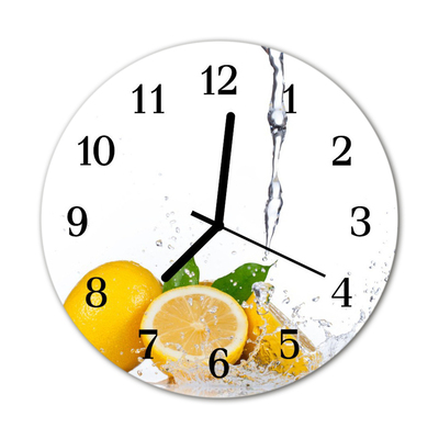 Glass Kitchen Clock Lemons kitchen yellow
