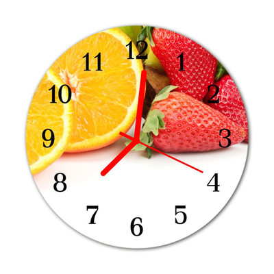 Glass Kitchen Clock Fruit kitchen yellow, red