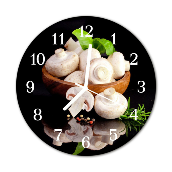 Glass Kitchen Clock Mushrooms kitchen multi-coloured