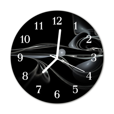 Glass Kitchen Clock Abstract art black