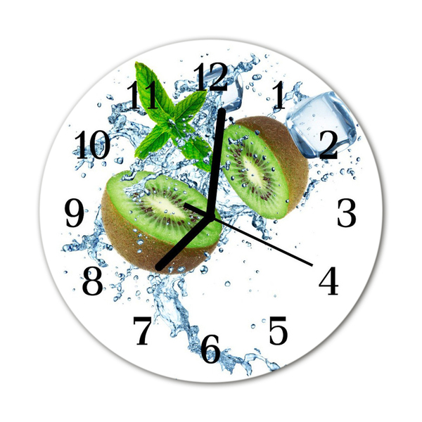 Glass Kitchen Clock Kiwi food and drinks green