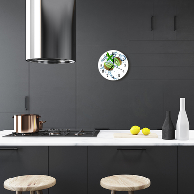 Glass Kitchen Clock Kiwi food and drinks green