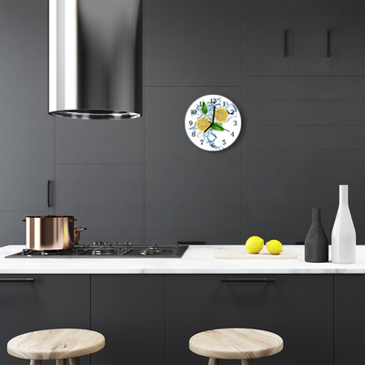 Glass Kitchen Clock Lemon food and drinks yellow