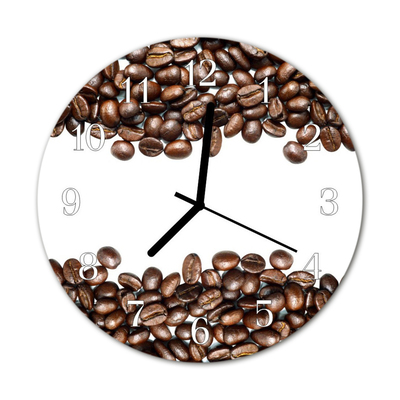 Glass Kitchen Clock Coffee beans food and drinks brown